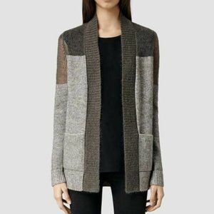 All Saints Air Cardigan Mohair Open Knit Grey Sweater Size US 0